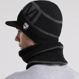 Men Winter Hats Men's Winter Fleece-Lined Thickened All-Matching Knitted Wool Hat