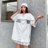Baggy Baseball Jersey Summer Embroidered Short Sleeve Baseball Uniform Loose Casual Shirt