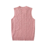 Men Sweater Vest Solid Color Sweater Vest Men's Loose V-neck Sleeveless Sweater BF Idle Style Waistcoat Vest