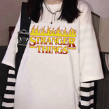 Stranger Things T Shirt T-shirt Fake Two StrangerThings Autumn and Winter Loose