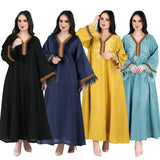 Nina Parker Black Dress Ribbon Feather Pleated Dress Muslim Robe