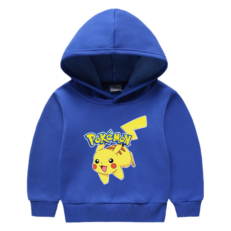 Children Pokemon Pikachu Hoodie Fleece Hooded Hoodie Thickened