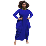 Nina Parker plus Size Dresses round Neck Long Sleeve Hem plus Size Dress