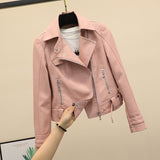 Women PU Leather Jacket Biker Motorcycle Coat Leather Coat Female Short Motorcycle Clothing Pu Small Leather Coat