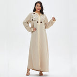 Muslim Women Stylish Kashibo Abaya Muslim Ladies Long Gown Islamic Clothing Jilbab Jalabiya Casual Loose Solid Color Dress