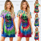 Skull Dress Crew Neck Casual T-shirt Summer Printing Short-Sleeve Coat for Women