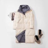 Women Winter Coats Puffer Jacket Down Coat Winter Double-Sided Women's Mid-Length Thin Coat