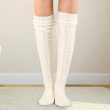 Winter Thick Knit Thigh High Socks Long Stockings Boot Autumn and Winter Knitting over the Knee Stockings
