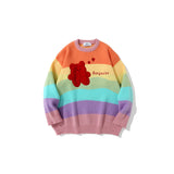 Mens Fall Outfits Autumn and Winter Bear Brocade Sweater Men and Women Loose Couple Sweater Students