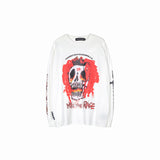 Mens Fall Outfits Skull Graffiti Printing Couple T-shirt Men and Women Oversize Long Sleeve