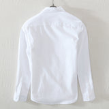White Work Shirts Men's Casual Long-Sleeved Embroidered Square Collar Shirt