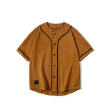 Baggy Baseball Jersey Men's Clothing Summer Baseball Collar Cardigan T-shirt Men's Loose