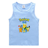 Children Pokemon Pikachu T Shirt Casual Sports Sweat-Absorbent Vest