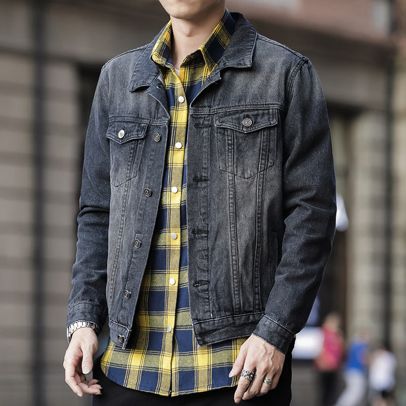 Paisley Denim Jacket Men's Denim Coat Slim Fit Jacket for Men Autumn