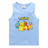 Children Pokemon Pikachu T Shirt Cotton Leisure Sweat Absorbing Sports Vest