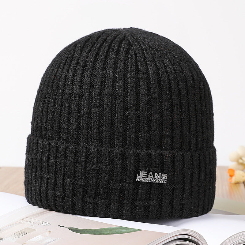 Men Winter Hats Winter Woolen Hat Gray Hat Fleece-Lined Autumn and Winter Female Beanie Hat