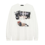 Mens Fall Outfits Figure Printed Crew Neck Sweatshirt Loose Spring and Autumn Long Sleeve T-shirt Top