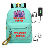 Stranger Things Hellfire Club Backpack Stranger Things Printed USB Backpack Student School Bag