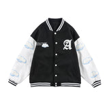 Blue Varsity Jacket Bear Baseball Jacket Towel Embroidery Men and Women Couple