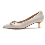Nude Block Heels Closed Toe Stiletto Heels