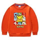 Children Pokemon Pikachu Hoodie round Neck Sweater Cotton Neutral