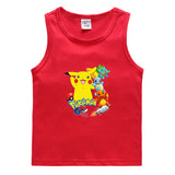 Children Pokemon Pikachu T Shirt Cotton Leisure Sports Sweat-Absorbent Vest