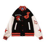 Vintage Letterman Jacke Embroidery Stitching PU Leather Jacket for Men and Women Hip-Hop Street Loose Baseball Uniform Autumn Coat