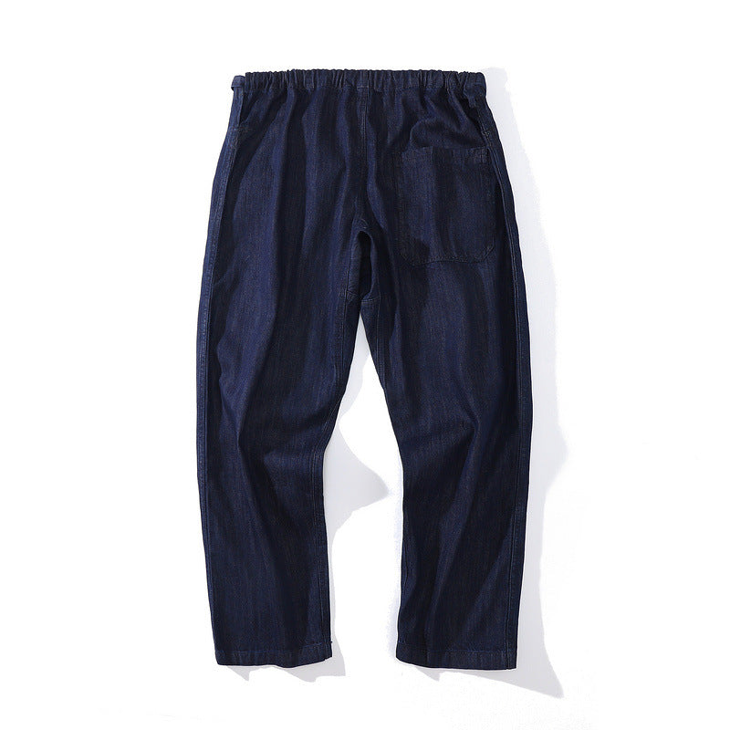 Mens Fall Outfits Blue Straight Loose Jeans Men's Business Shirt Casual Trousers Autumn