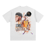 Devin Booker Shirt NBA Star Devin Booker Printed Short-Sleeved T-shirt Men and Women Loose Heavy Small Neckline