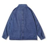 Men Denim Coat Jean Jackets Pure Color Washed Do the Old Cowboy Coat Men's Loose Lapel Jacket Denim Clothing