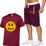 Smiley Face T Shirt Drew Biber Smiley Print Men's Short-Sleeved T-shirt Suit