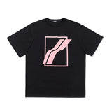 We11 Done T Shirts Color Checkered Logo Letter Offset T-shirt Solid Color Loose