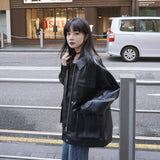 Cute Leather Jacket Autumn and Winter Leisure Leather Jacket Motorcycle Clothing Loose Small Leather Coat