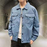 Yellow Varsity Jacket Autumn Youth Casual Fashion Clothes Tooling Lapel Men's Coat