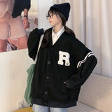 White Varsity Jacket Autumn College Style Letter Embroidered Cardigan Sweater Thin Men and Women Casual Jacket