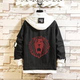 Comic Denim Jacket Men and Women Ripped Fashion Denim Jacket Autumn