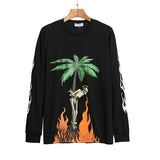 Palm Angels Hoodie Flame Skull Letter Long Sleeve T-shirt Men 'S Loose