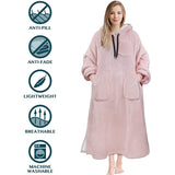 Hoodies Blankets Autumn and Winter Solid Color Plaid Lazy Blanket Hooded Multi-Pocket Casual