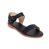 Flat Dress Sandals Summer Square Heel Solid Color Plus Size Hollow-out Buckle Casual Sandals