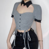 Preppy Aesthetic Sweater Hollow-out Short Sexy Knitwear