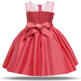 Toddler Girls Sequin Gown Dress Evening Dress Satin Applique Performance Costume Baby Dress for One Year Old Girls