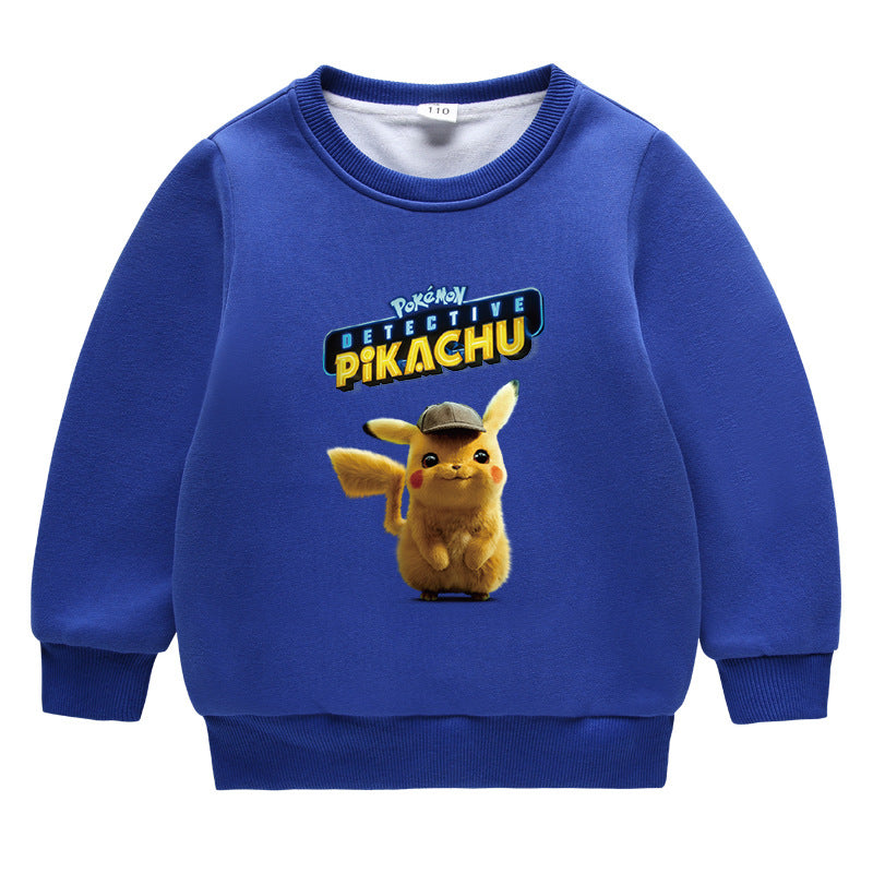 Children Pokemon Pikachu Hoodie Brushed Hoody Double Layer Thickened