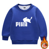 Children Pokemon Pikachu Hoodie Cold Protection Fleece Sweater Double-Layer Thickened