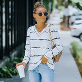 Women Fall Outfits Autumn and Winter Striped Long-Sleeved T-shirt