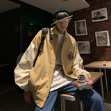 Corduroy Varsity Jacket Men's Corduroy Thick Loose All-Match Motorcycle Jacket Casual Jacket