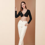 Maddy Euphoria Outfits Sexy Hollow Long-Sleeved V-Neck Women'S Clothing