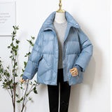 Women Winter Coats Puffer Jacket Down Coat Short Down Jacket Female Loose Fashion White Duck Down Stand Collar Coat