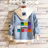 Comic Denim Jacket Anime Hole Spring and Autumn Denim Jacket