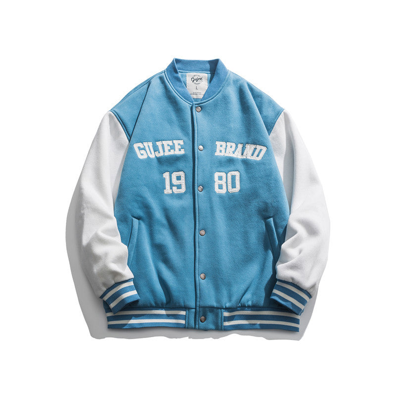 Baby Blue Varsity Jacket Spring Men 'S Jacket Embroidered Fashion Brand Baseball Uniform