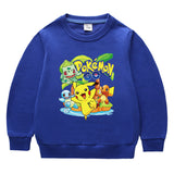 Children Pokemon Pikachu Hoodie Spring and Autumn round Neck Sweatshirt Cotton